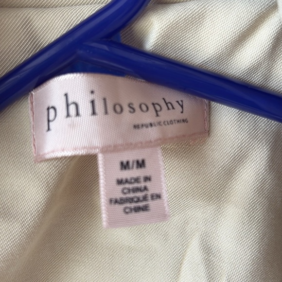 Philosophy size medium cream/tan trench coat with side pockets and belt. - Picture 2 of 4